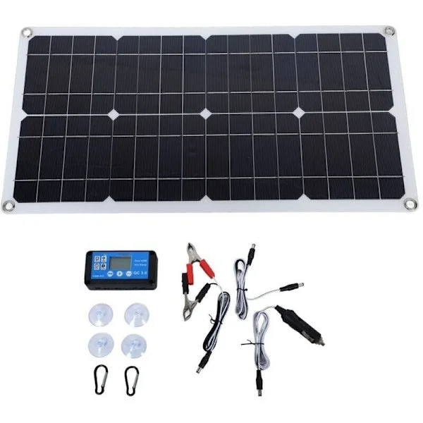 100W IP67 Vanntett Solcellepanelsett med 12V/24V 20A DC-kontroller - Bærbart Solcellepanel for Bobil, Campingvogn og Kjøretøy