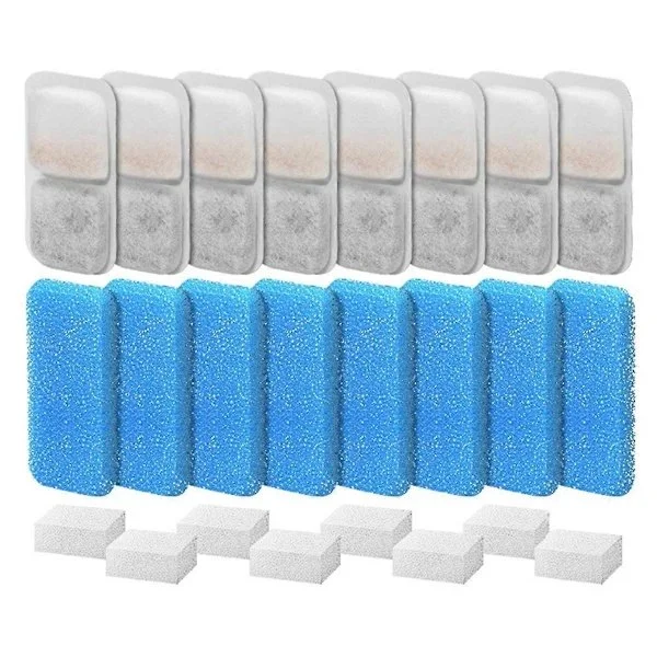 Cat Water Fountain Filters for Oneisall Automatic Pet Water Fountain Replacement Filters and Sponges 8-Pack As Shown