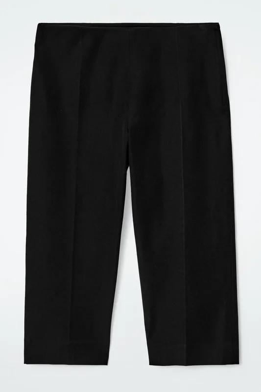 COS Women's Cotton Blend Capri Trousers in Black