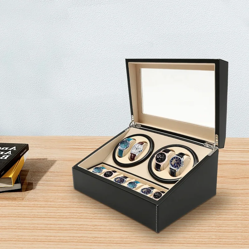 AliExpress - Boîte de montre en cuir à 4 + 6 fentes, vitrine de montre rotative automatique boîte de montre électronique boîte de montre enrouleur de 