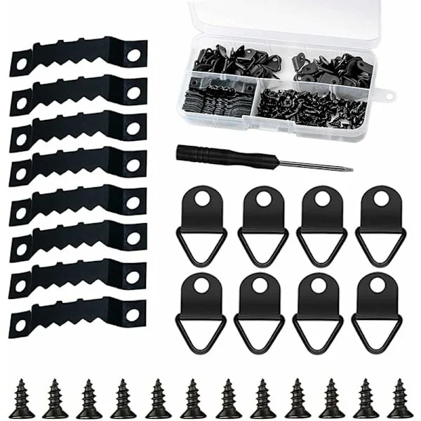 251 Pieces Picture Frame Hanging Kit Photo Hanging Kit Photo Frame Hanger with Storage Box and 150 Screws Black