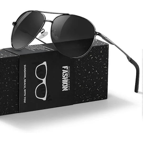Pilot Sunglasses Men Polarized Sunglasses Unisex UV400 Protection Black Sunglasses Driving, Fishing, Running Classic Ultralight Glasses