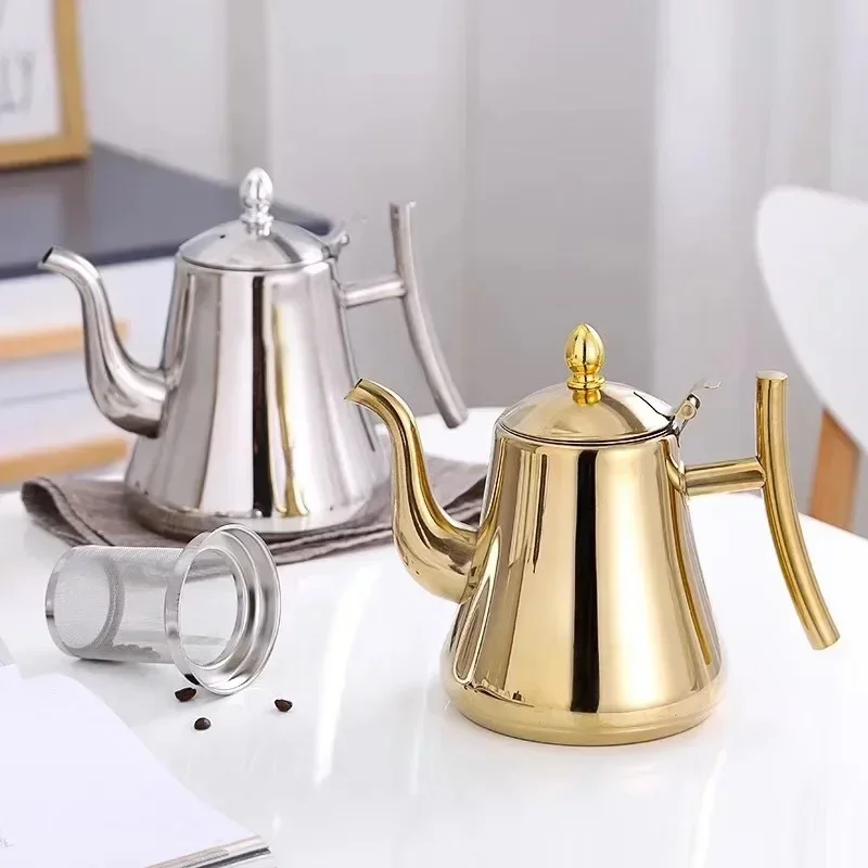 AliExpress - Bouilloire à thé en acier inoxydable, 1,0 l/1,5 l/2,0 l, avec infuseur amovible pour thé à fleurs en vrac, bouilloire à café pour 