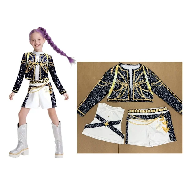 2025 Demon Hunter K-Pop kostym | Halloween jul cos kostym flicka rollspel 130cm