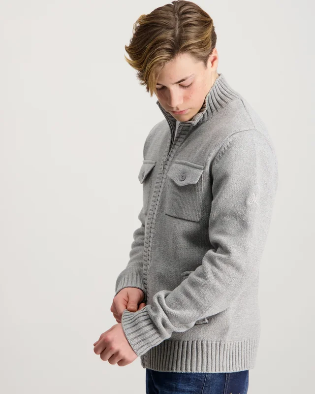 MAGGIORE Heavy Knit Cardigan Grå Tröjor Kille - Kids Brand Store