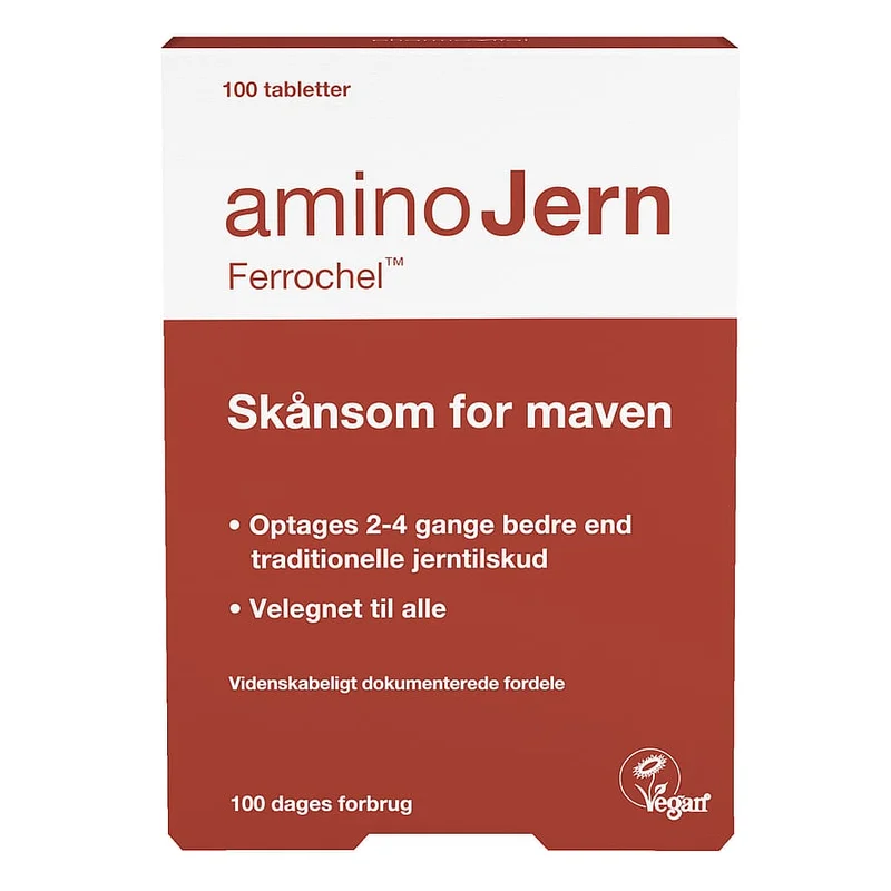 3 for 2 - Aminojern AminoJern Ferrochel 25 mg 100 tabl, Helse & Madvarer, Mineraler, Jern