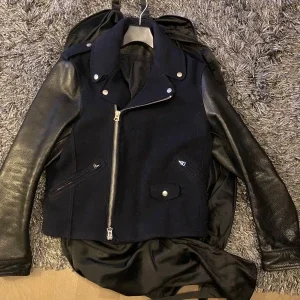 Svart läder och ull jacka från Acne Studios