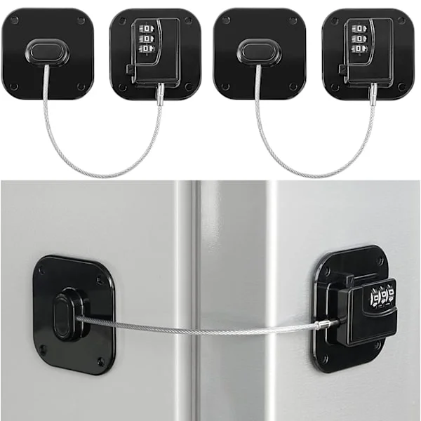2-pack Kylskåpslås - Kombinationslås för kylskåp svart-FX- svart