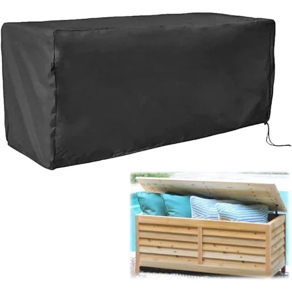 Hot 2025 Waterproof Outdoor Cover - Storage Box Cover - Waterproof and UV Protected - Outdoor Storage Box Cover - 123x62x55cm - Black.