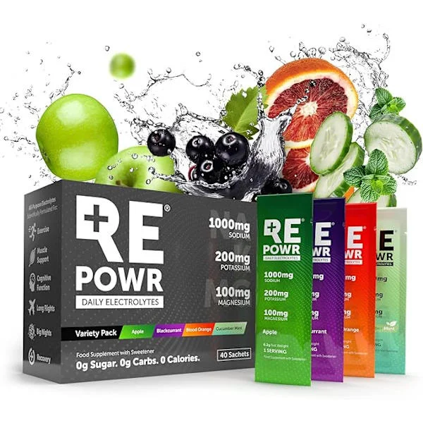 Variety 40-pack Mix 2 - Rena Elektrolytpåsar Tillverkade med Naturligt Ökensalt | 1000mg Natrium. 200mg Kalium. 100mg Magnesium | Sockerfri.
