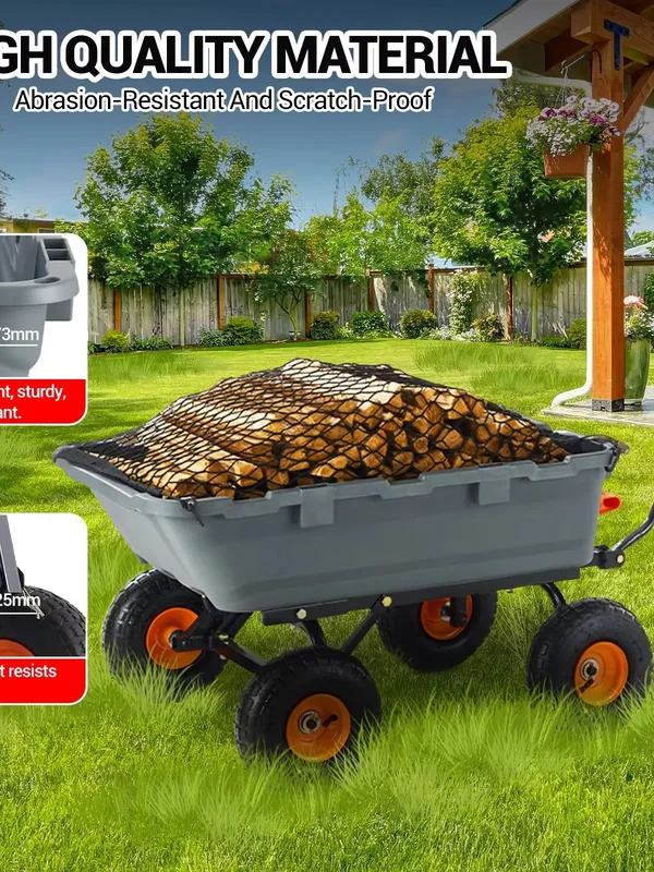 AliExpress - HAUSPROFI Gartenwagen|Poly-Gartenkippanhänger|Robuster Metall-Transportwagen|Vielseitiger Kippanhänger|Schubkarre|800 lbs Tragfähigkeit|