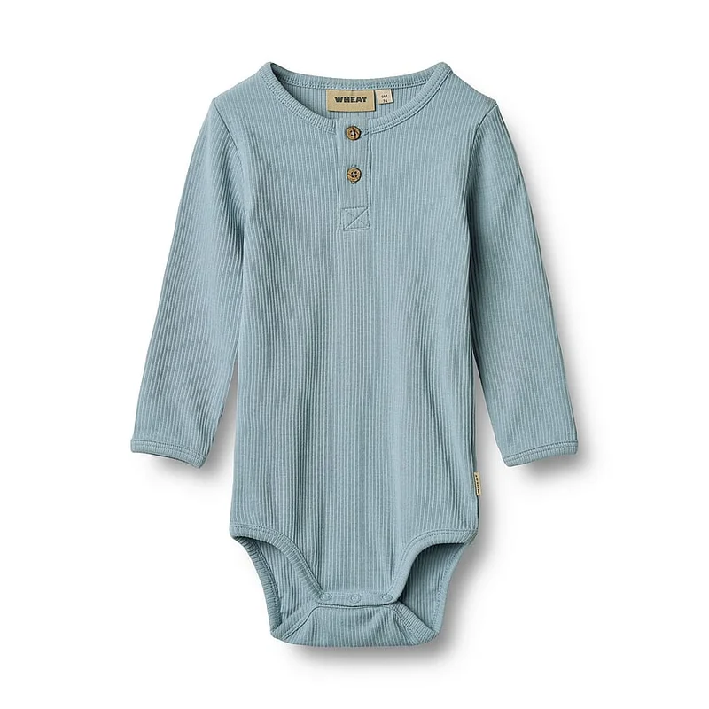 WHEAT Body Long Sleeve Benny Calm Blue Str 74/9m, Tøj & Bolig, Børnetøj, Sparkedragter & Bodyer