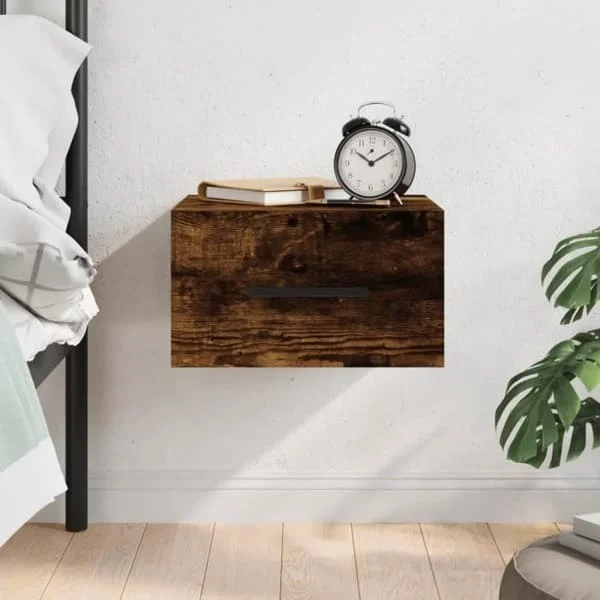 vidaXL Vägghängt Sängbord Rökt Ek 35x35x20 cm 829878