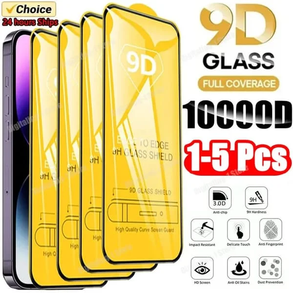 1-5 ST 9D Skärmskydd Härdat Glas kompatibelt med IPhone 15 14 13 12 11 Pro Max Skyddsglas kompatibelt med IPhone X XR XS Max 7 8 14 Plus