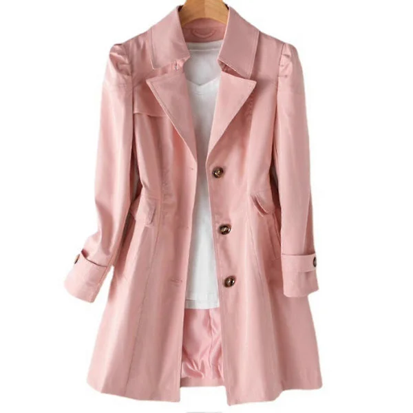 Women's Single-Breasted Trench Coat, Oversized, Long Sleeve, with Pockets, Perfect Gift for Christmas, Birthday or New Year
