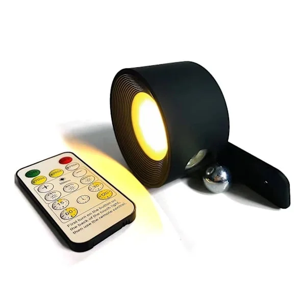 Oppladbar vegglampe nattbordslampe leselampe oppladbar bærbar berøringsjusterbar nattlampe magnetisk sugeskaplampe (svart)