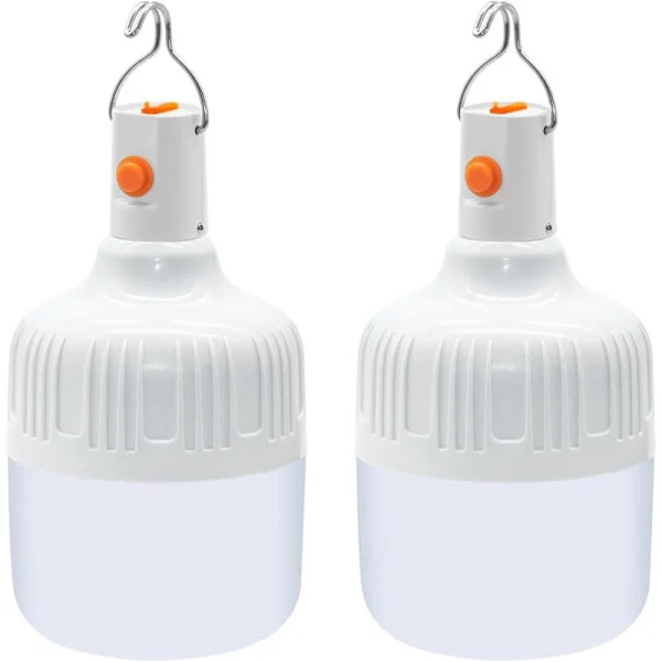 2-paknings LED-campinglyktsett. Kraftig USB oppladbar campinglykt. Bærbar, vanntett teltlykt for camping og nødbruk.