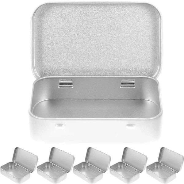 6 st Förvaringslådor Lock Aluminiumburkar Plåtburkar Metallburkar Presentförpackning Liten Plåtask Julkakburk