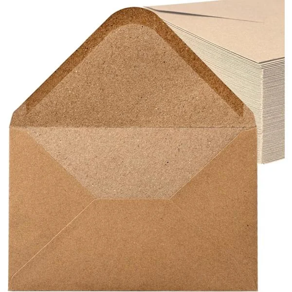 Konvolutt (100 stk) vintage kraftpapir/uten vindu, C6-162 x 114 mm, konvolutt[TB]