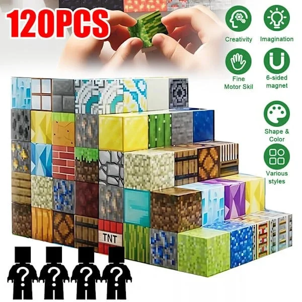 120 st Magnetic Toy Magnetic Building Blocks Educational Toy Building Minecraft Set-FX-