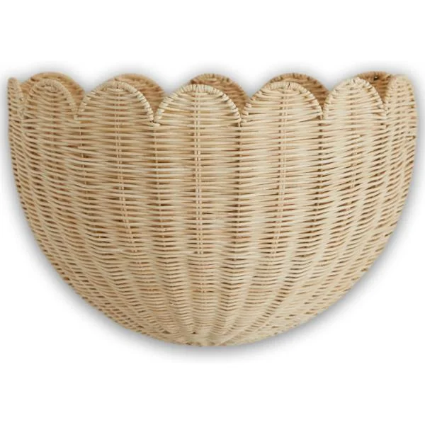 Väggkorg i vågig pil - Original - Handvävd korg - Vågig dekorativ hängkorg - 40,6 x 25,4 x 17,8 cm - Väggkorg (Natur)