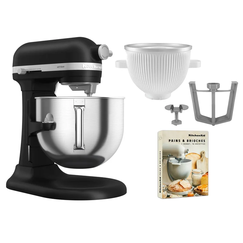 Kitchenaid Artisan 5KSM70SHXE køkkenmaskine 6,6 liter + 5KSMICM Ice Cream Maker, black matte | KitchenOne