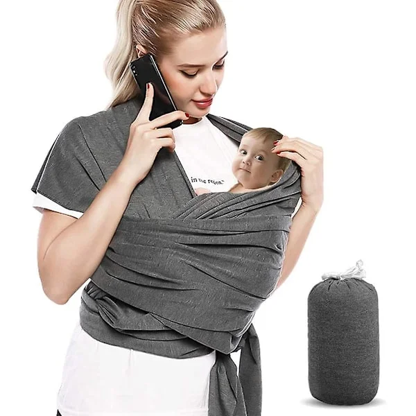 Babyvikle, bæresele, justerbart ammebetræk, babyslynge, perfekt til nyfødte babyer og børn op til 16 kg (mørkegrå)