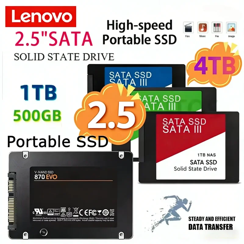AliExpress - SSD SATA rapide Lenovo, SSD haute vitesse 4 To, 500 Go, HD 1 To, SSD interne 2 To, disque SSD pour ordinateur portable