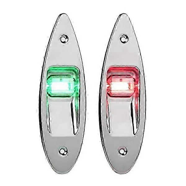 LED Röd+Grön Infälld Montering Marinbåt RV LED Sidonavigationsljus Rostfritt Stål Vattentätt för