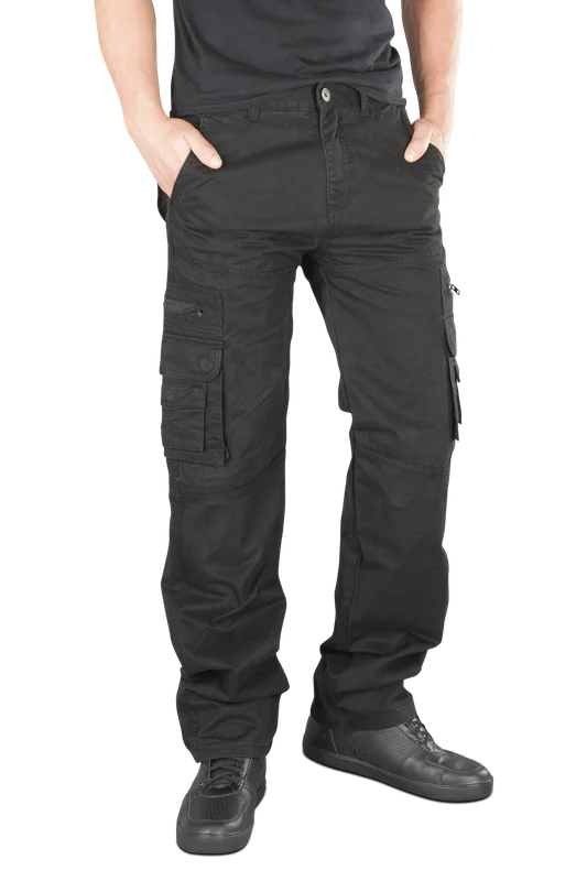 Pantalon Moto Cargo Course Renforcé Aramide Coupe Ample Noir W32 x L32