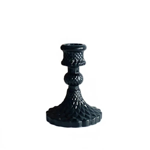 Krystallsvart lysestake i glass, romantisk lysestake for middager, bryllup, fotografering (1 stk)