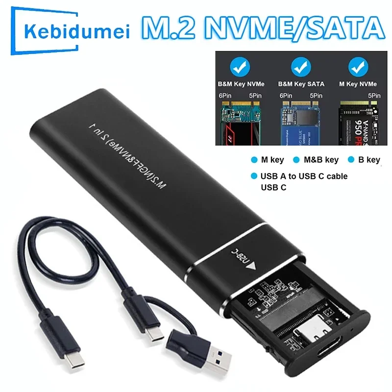 AliExpress - Boîtier SSD M2 NVMe SATA double protocole 10 Gbps USB C 3.1 Gen2 10 Gbps Boîtier externe SSD pour SSD NVMe M2 2230/2242/2260/2280