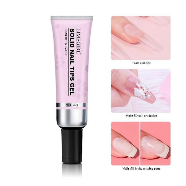 Lulou Magic Solid Nail Glue Kit 3-i-1 Nail Art Kits för nageltippar Press-on-naglar