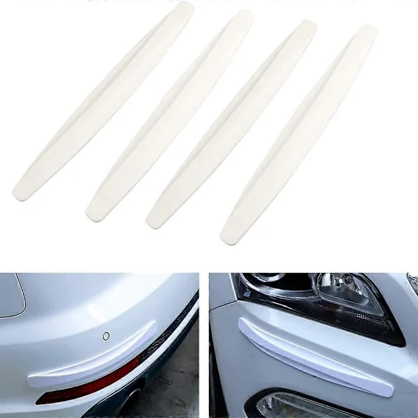 4 Deler Universell Beskyttelse Bilhjørne Støtfangerbeskyttelse, Anti-Ripeskive Klistremerke, Bil Støtfangerbeskyttelse Hvit-4PCS Blanco-4PCS