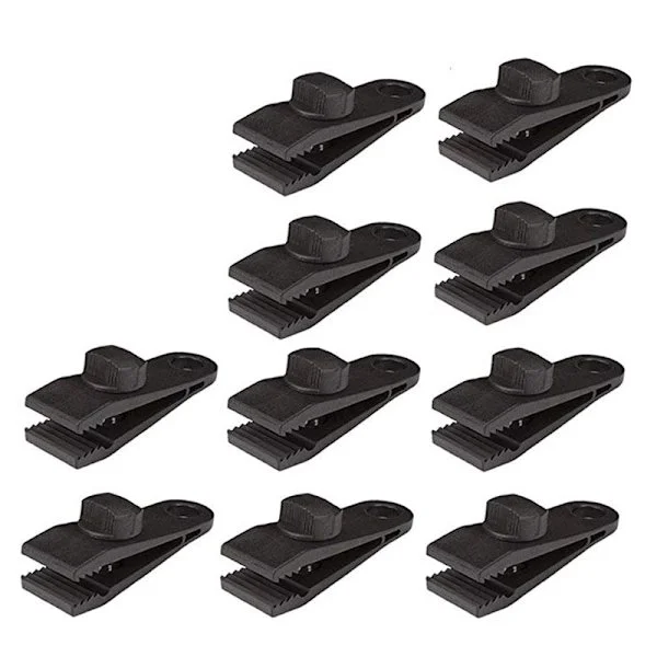 Presenning Tilbehør Sett med 10 klips for Camping Presenning, Presenninger, Campingvogn, Hage Presenning Svart