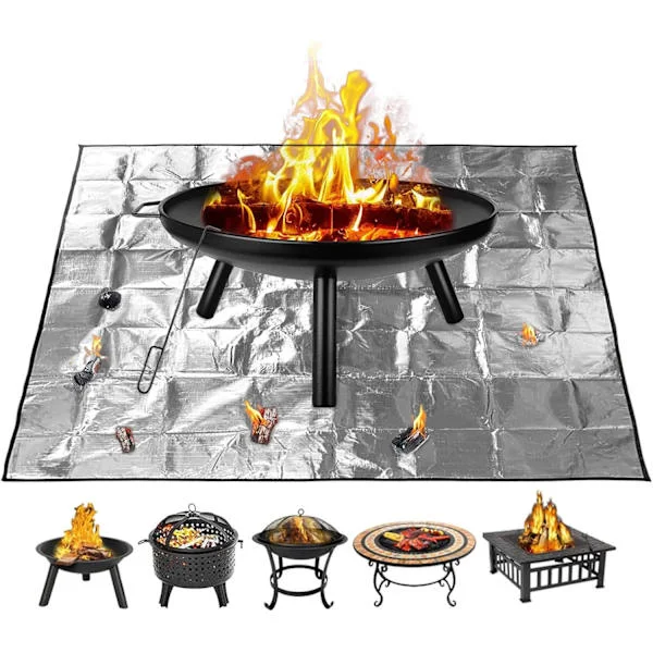Eldstad Matta – 100x100 cm Brandresistent Matta – Utomhus Eldstad Matta – För Hopfällbara Eldstäder – Fyrkantig Brandresistent Matta – Grillmatta – 