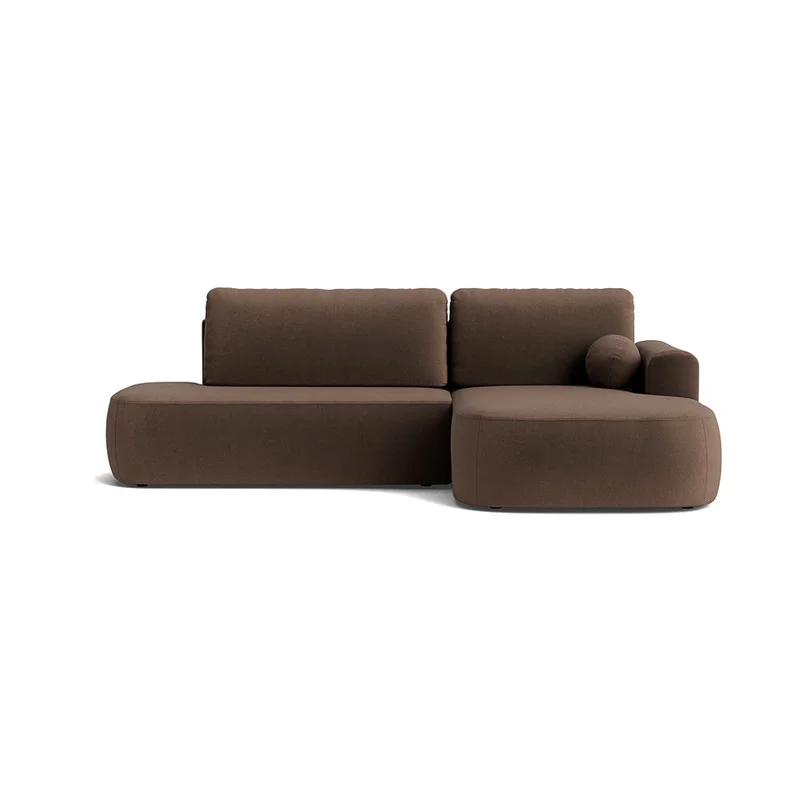 Monza Chaiselong Sovesofa med Opbevaring - Riviera Brun Velour - 286x175x90cm - Udslået 215x140cm sengmål - Højre vendt, Elegant sovesofa