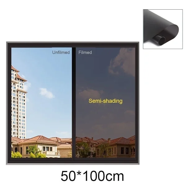 Fönsterfilm Självhäftande Reflekterande Solfilm Sekretess Fönsterfärgning för Hem Glas Klistermärken Transparent 50x100cm Genomskinlig 50x100cm