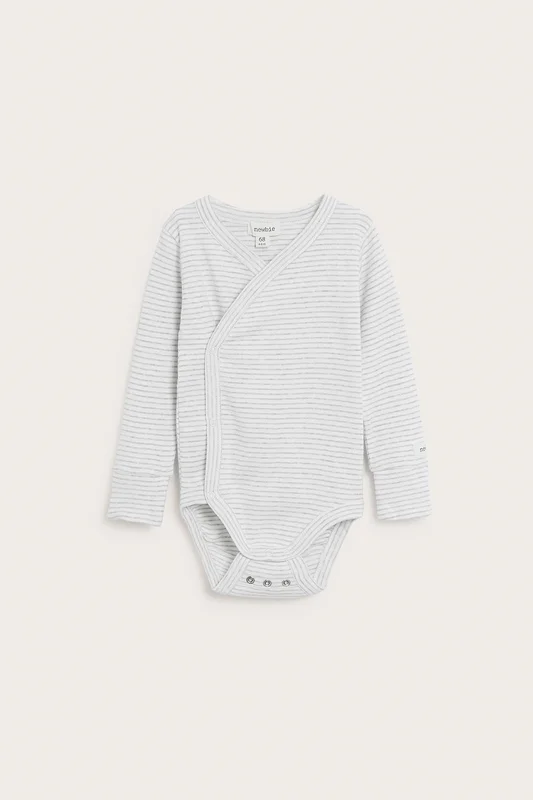 Newbie | Stripete omslagsbody Gråmelert 50 | Baby