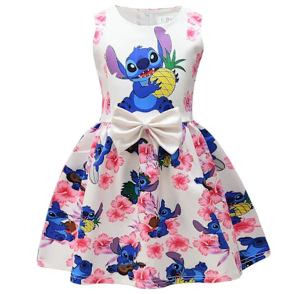 "Disney Lilo och Stitch Klänning Flickor Klänning Sommar Ny Kortärmad Frozen Princess Stitch Barn Födelsedagsfest Cosplay Klänning"