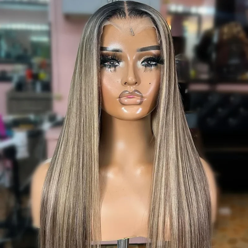 AliExpress - Perruque Lace Front en cheveux humains brésiliens, raide, avec racine foncée, 180% de densité, 13x6, avec cordon de serrage, pour femmes,