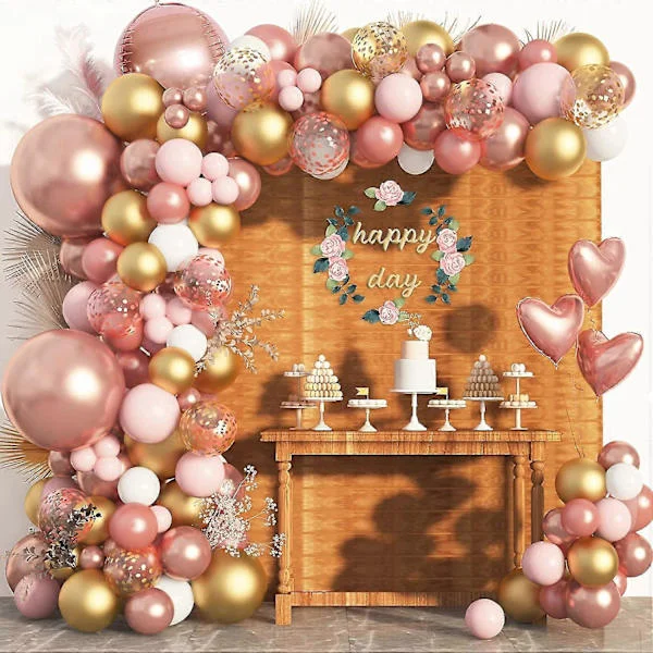 Roségull Ballongkrans Bue Kit, 150 stk Roségull Rosa Hvitgull Konfetti Lateksballonger For Dusj Bryllup Bursdag Jente Baby Shower Eksamen
