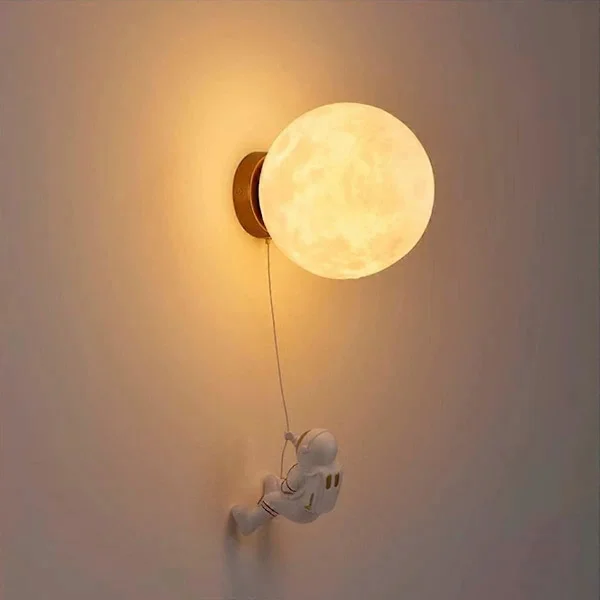 Innendørs vegglampe Moderne vegglampe 15CM Måne og astronaut design LED vegglampe Innendørs vegglampe for barnerom