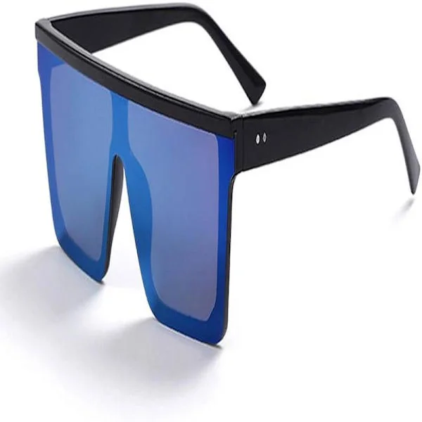 Square Oversized Sunglasses for Women and Men, Trendy Flat Top Big Black Frame Sunglasses