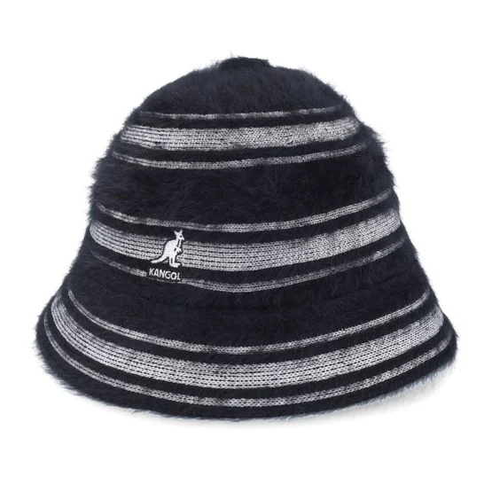 Kangol - Sort bucket Hat - Furgora Pop Stripe Casual Black/White Bucket @ Hatstore