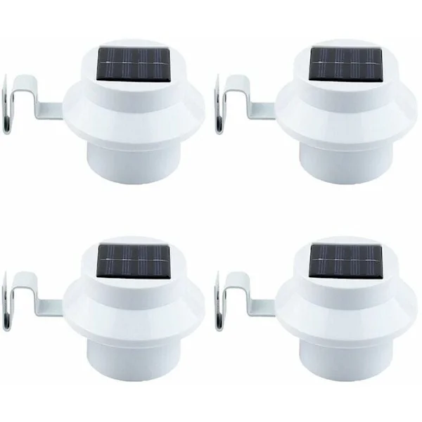 4 Solar LED -kouruvalon sarja - Valkoinen/Musta - Aurinko yöseinävalot - Aita valot - Räystäsvalot