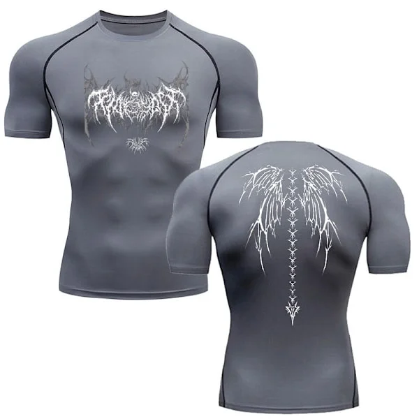 Y2K kompressionströja Herr Fitness Gym Skelett Sport Löpning T-shirt Rashgard Toppar T-shirt Snabbtorkande kortärmad T-shirt för män
