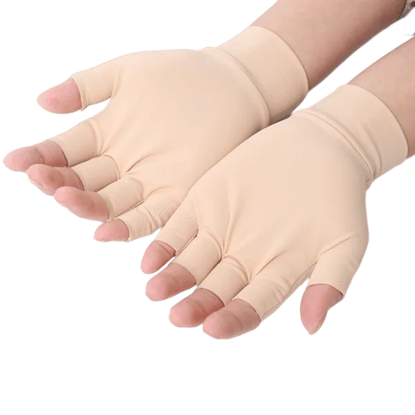 1 par Halvfinger Kompressionshandskar Beige