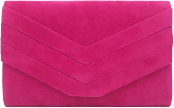 Brudväska i mockaimitation, kuvertmodell, bröllop, aftonväska, festväska - Stilren (Fuchsia Rosa)