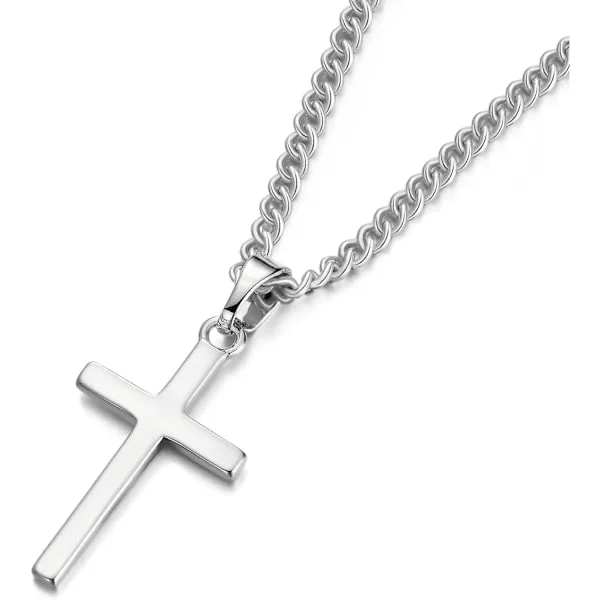 Cross Necklace for Men - Stainless Steel Cross Pendant Cross Necklace for Women
